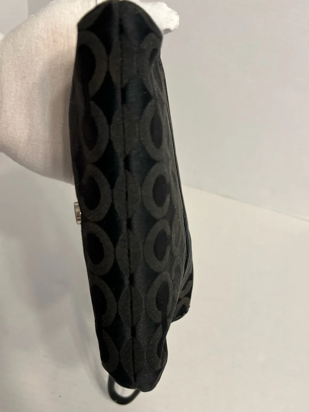 Coach Kristin Signature Op Art Black Jacquard Wristlet Clutch Bag